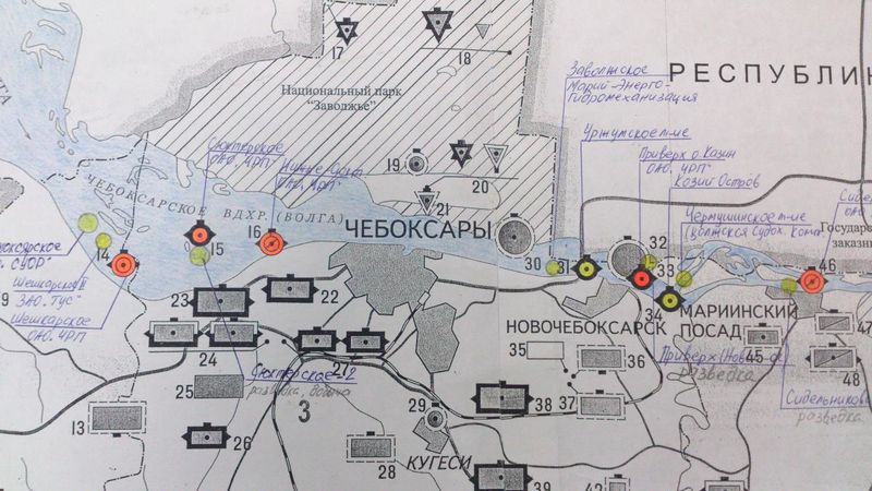 Оранжевым обозначены участки, на которых песок добывал ОАО «Чебоксарский речной порт»
